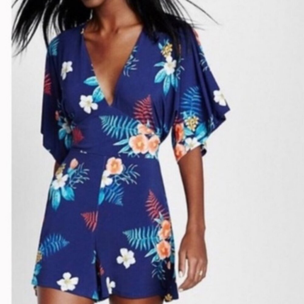 Express Vibrant Blue And Orange Shorts